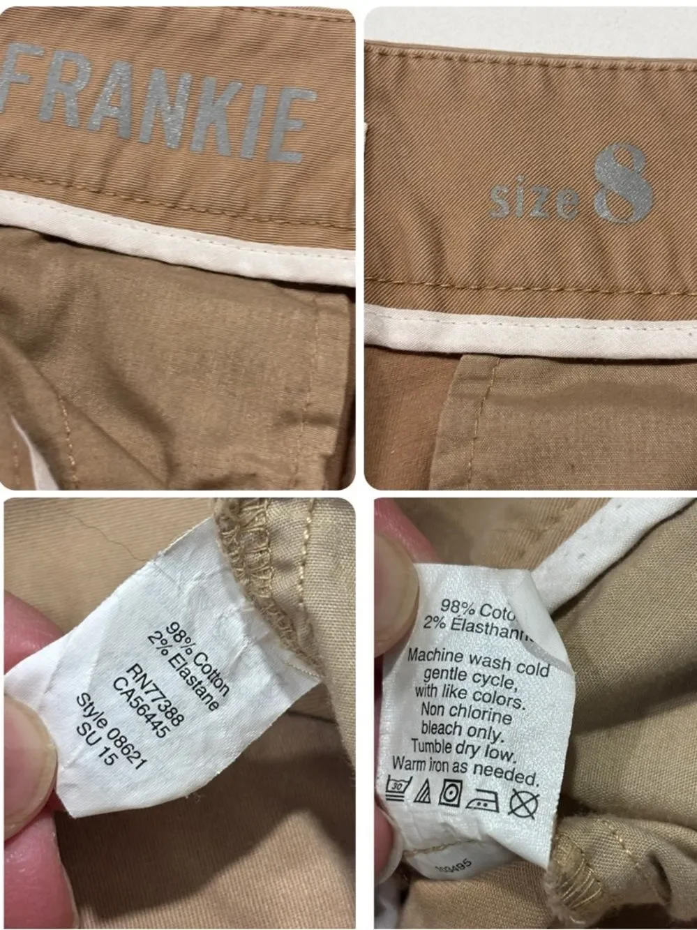 J. Crew Frankie Stretch Brown Chinos in Saddle Tan Color Size 8 Women’s